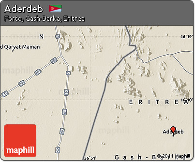 Shaded Relief Map of Aderdeb