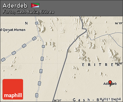 Shaded Relief Map of Aderdeb