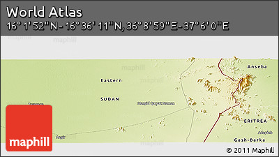 Physical Panoramic Map of the Area around 16° 19' 2" N, 36° 37' 30" E