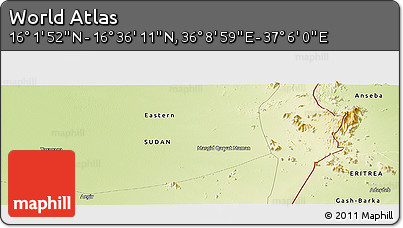 Physical Panoramic Map of the Area around 16° 19' 2" N, 36° 37' 30" E
