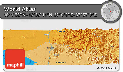 Political Panoramic Map of the Area around 16° 19' 2" N, 37° 28' 30" E