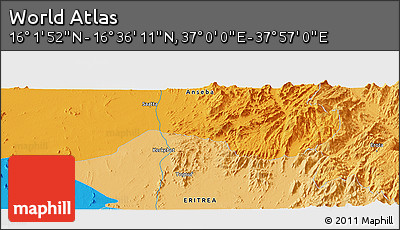 Political Panoramic Map of the Area around 16° 19' 2" N, 37° 28' 30" E