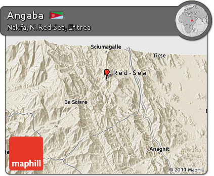 Shaded Relief 3D Map of Angaba