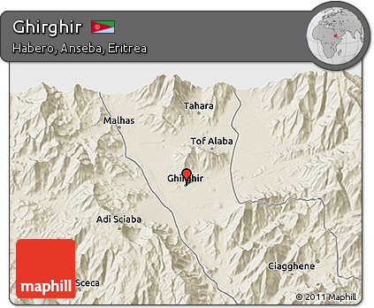 Shaded Relief 3D Map of Ghirghir