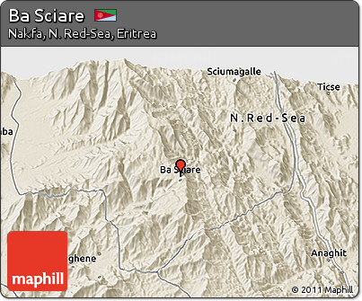 Shaded Relief 3D Map of Ba Sciare