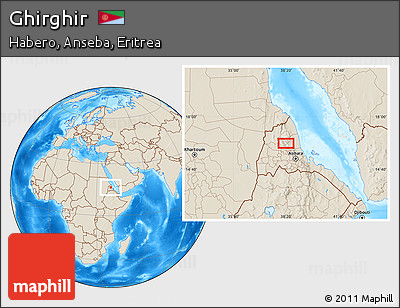 Shaded Relief Location Map of Ghirghir