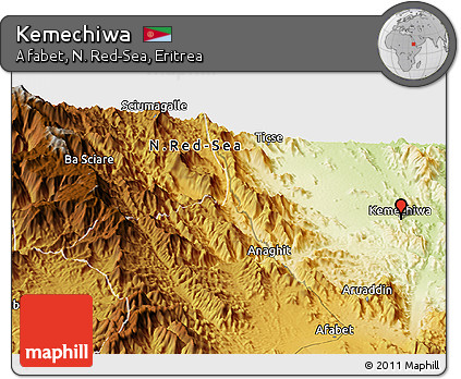 Physical Panoramic Map of Kemechiwa
