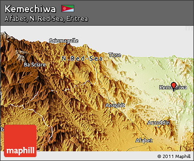 Physical Panoramic Map of Kemechiwa