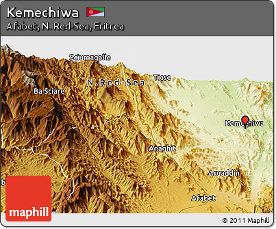 Physical Panoramic Map of Kemechiwa