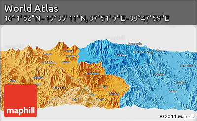 Political Panoramic Map of the Area around 16° 19' 2" N, 38° 19' 30" E