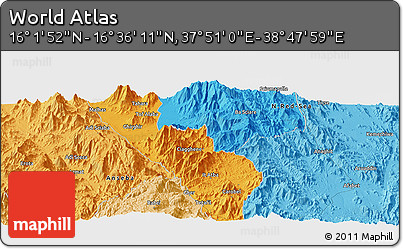 Political Panoramic Map of the Area around 16° 19' 2" N, 38° 19' 30" E