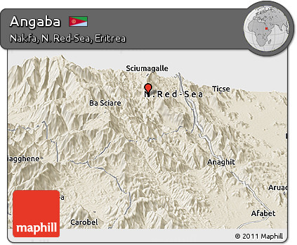 Shaded Relief Panoramic Map of Angaba