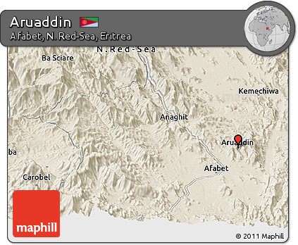 Shaded Relief Panoramic Map of Aruaddin