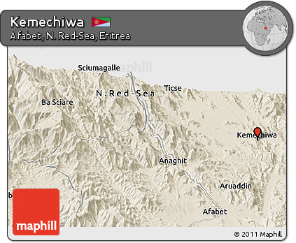 Shaded Relief Panoramic Map of Kemechiwa