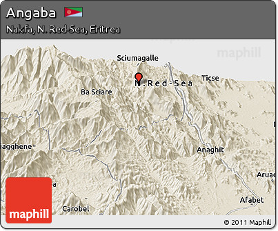 Shaded Relief Panoramic Map of Angaba