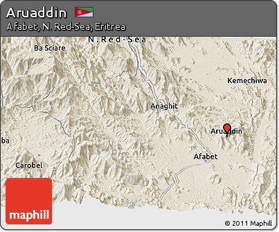Shaded Relief Panoramic Map of Aruaddin