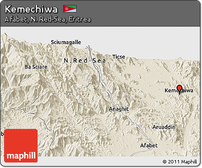 Shaded Relief Panoramic Map of Kemechiwa