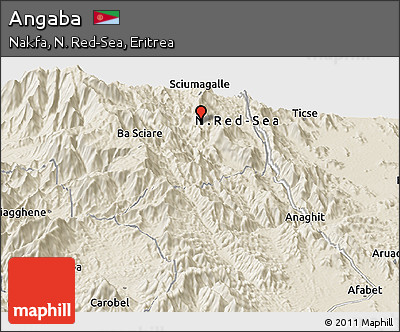 Shaded Relief Panoramic Map of Angaba