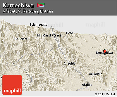 Shaded Relief Panoramic Map of Kemechiwa