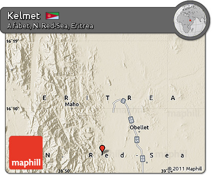 Shaded Relief Map of Kelmet