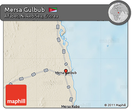 Shaded Relief Map of Mersa Gulbub