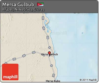 Shaded Relief Map of Mersa Gulbub