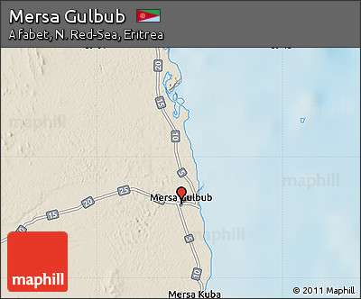 Shaded Relief Map of Mersa Gulbub