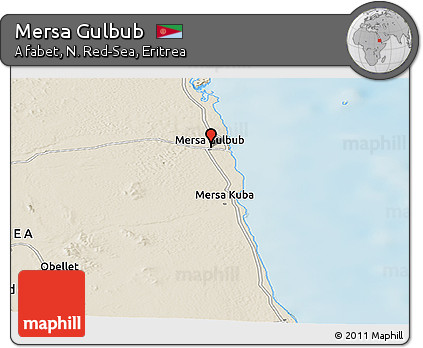 Shaded Relief Panoramic Map of Mersa Gulbub