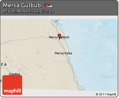 Shaded Relief Panoramic Map of Mersa Gulbub
