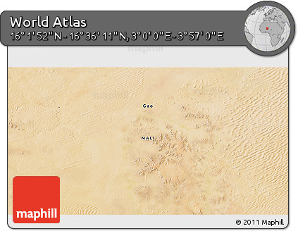 Satellite 3D Map of the Area around 16° 19' 2" N, 3° 28' 30" E