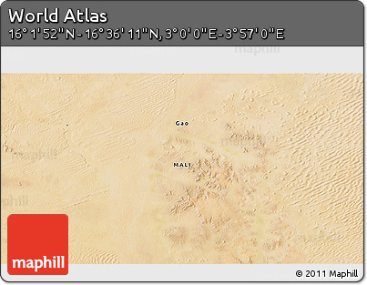 Satellite 3D Map of the Area around 16° 19' 2" N, 3° 28' 30" E