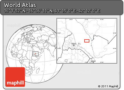 Blank Location Map of the Area around 16° 19' 2" N, 41° 43' 30" E