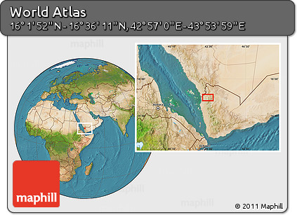 Satellite Location Map of the Area around 16° 19' 2" N, 43° 25' 29" E