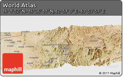 Satellite Panoramic Map of the Area around 16° 19' 2" N, 43° 25' 29" E