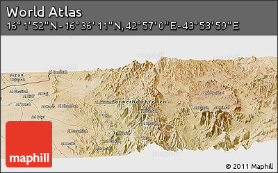 Satellite Panoramic Map of the Area around 16° 19' 2" N, 43° 25' 29" E