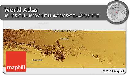 Physical Panoramic Map of the Area around 16° 19' 2" N, 45° 7' 30" E