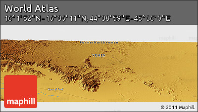 Physical Panoramic Map of the Area around 16° 19' 2" N, 45° 7' 30" E