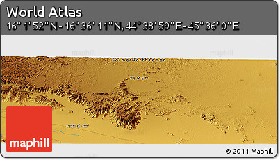 Physical Panoramic Map of the Area around 16° 19' 2" N, 45° 7' 30" E