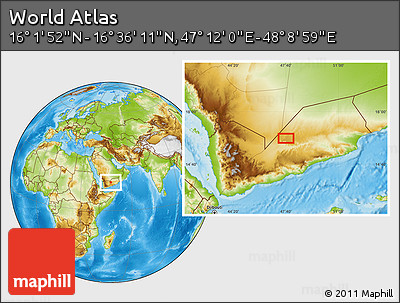 Physical Location Map of the Area around 16° 19' 2" N, 47° 40' 29" E