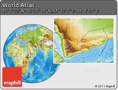 Physical Location Map of the Area around 16° 19' 2" N, 47° 40' 29" E