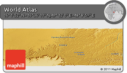 Physical Panoramic Map of the Area around 16° 19' 2" N, 47° 40' 29" E