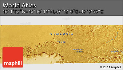 Physical Panoramic Map of the Area around 16° 19' 2" N, 47° 40' 29" E