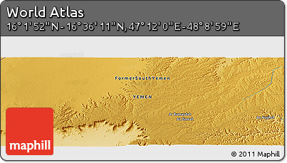 Physical Panoramic Map of the Area around 16° 19' 2" N, 47° 40' 29" E
