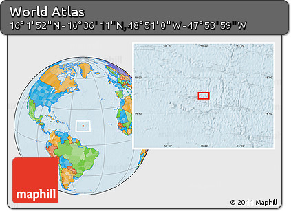 Political Location Map of the Area around 16° 19' 2" N, 48° 22' 30" W