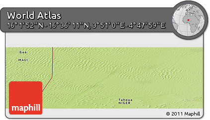 Physical Panoramic Map of the Area around 16° 19' 2" N, 4° 19' 30" E