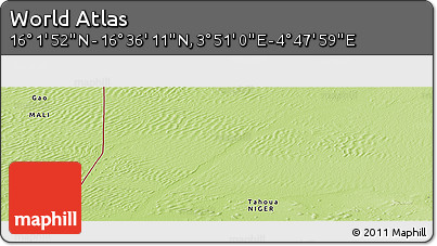 Physical Panoramic Map of the Area around 16° 19' 2" N, 4° 19' 30" E