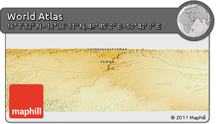 Physical Panoramic Map of the Area around 16° 19' 2" N, 50° 13' 30" E