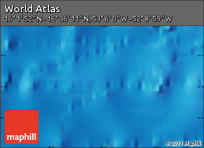 Shaded Relief Map of the Area around 16° 19' 2" N, 52° 37' 30" W