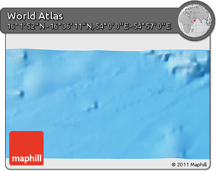 Physical 3D Map of the Area around 16° 19' 2" N, 54° 28' 30" E