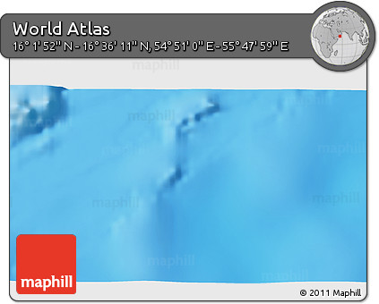 Physical 3D Map of the Area around 16° 19' 2" N, 55° 19' 30" E